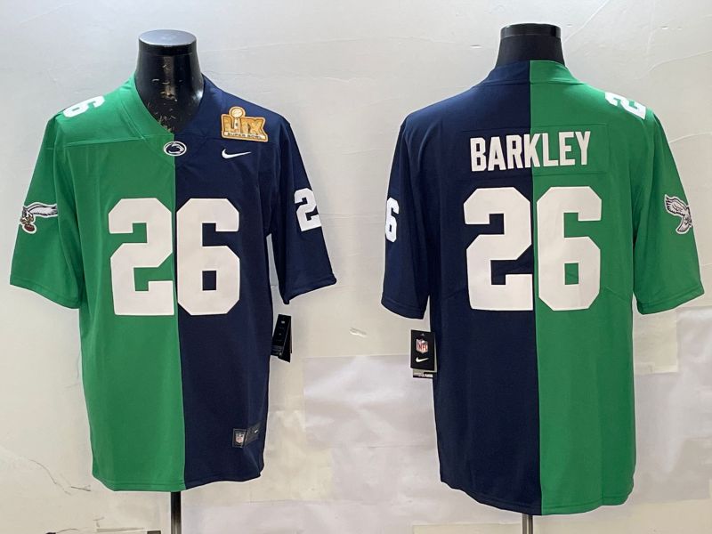 Men 2025 Philadelphia Eagles #26 Barkley Blue Green Nike Limited NFL Jersey style 4
